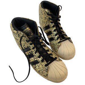 Rare Adidas Womens 9.5 Superstar Up Gold Speckled High Tops Sneakers 8362